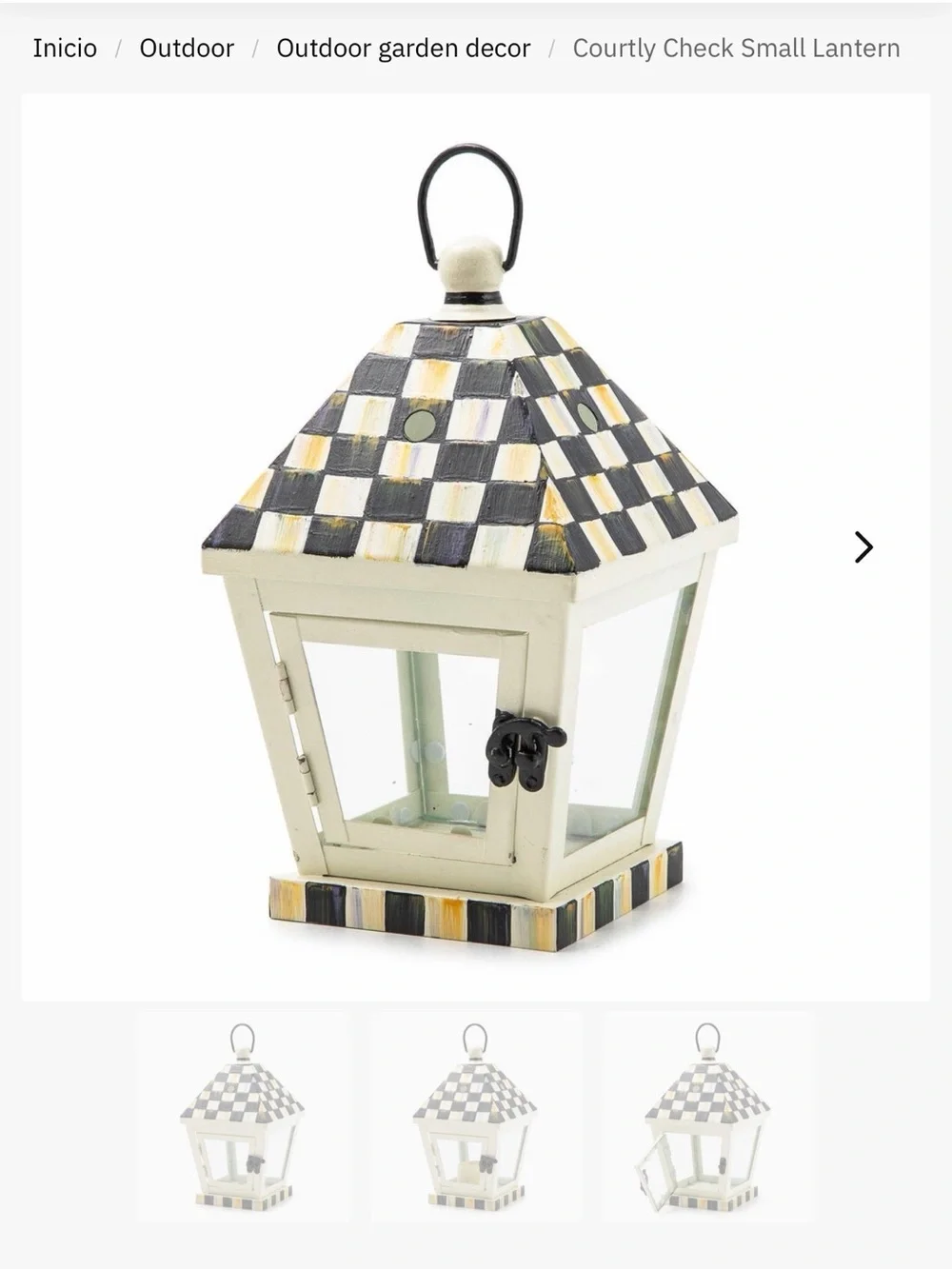 Mackenzie Childs Small Courtly Check Lantern Metal All Seasons Indoor Outdoor